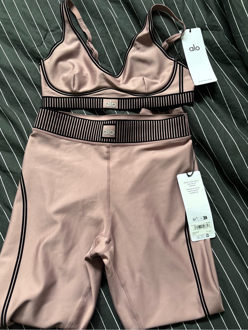 RARE ALO Yoga pink quartz Rose Bralette & bottoms